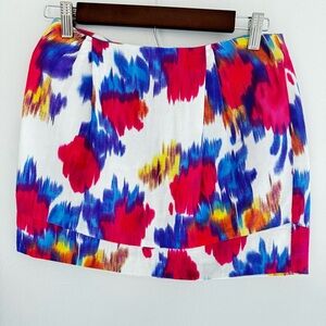 Top‎Shop Multicolor Abstract Print Mini Micro Skirt Size 4 Preppy